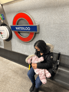 Hollie Beckford breastfeeding at a London tube station
