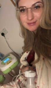 Lauren pumping in hospital using the Ardo hospital grade breast pump