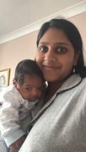 Vijithaa and newborn baby son